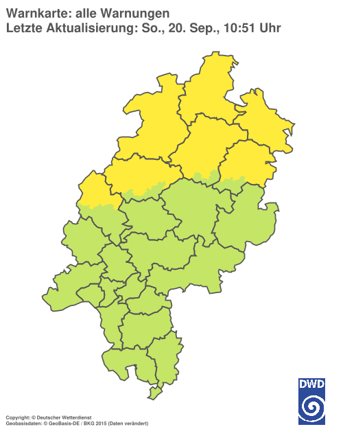 Aktuelle Warnkarte: Hessen